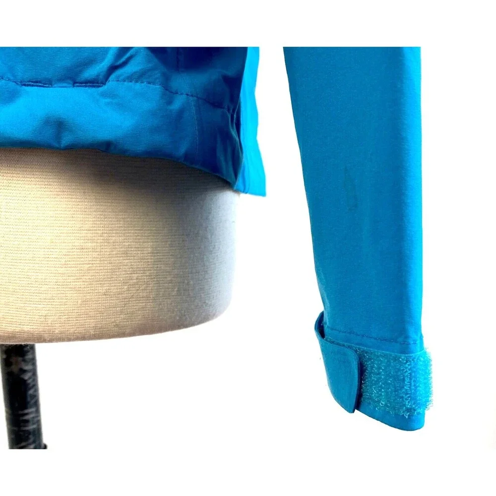 Mountain Hard Wear Rain Jacket Woman XS Aqua Blue Hood Zip Nylon Pockets Outdoor